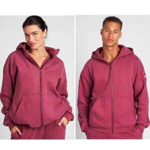 Comfrt Oversized Zip-Up Hoodie in Deep Rose Size XL